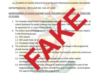BE AWARE OF FAKE CIRCULAR ADVERTISING POSTS IN THE DEPARTMENT OF EDUCATION